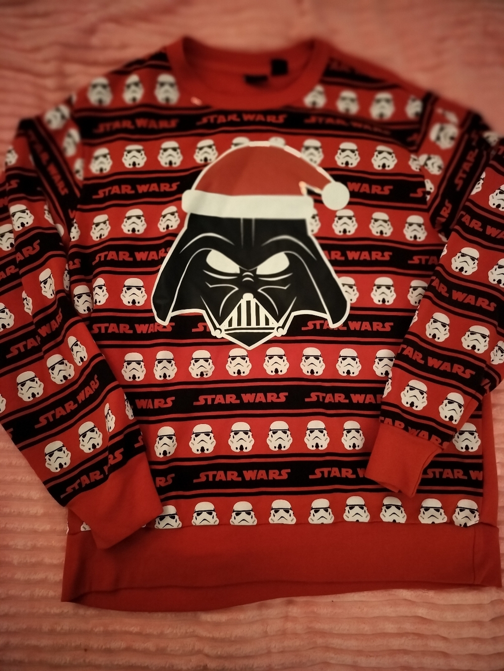 Star Wars Darth Vader Red White Black Ugly Christmas Sweatshirt - Large